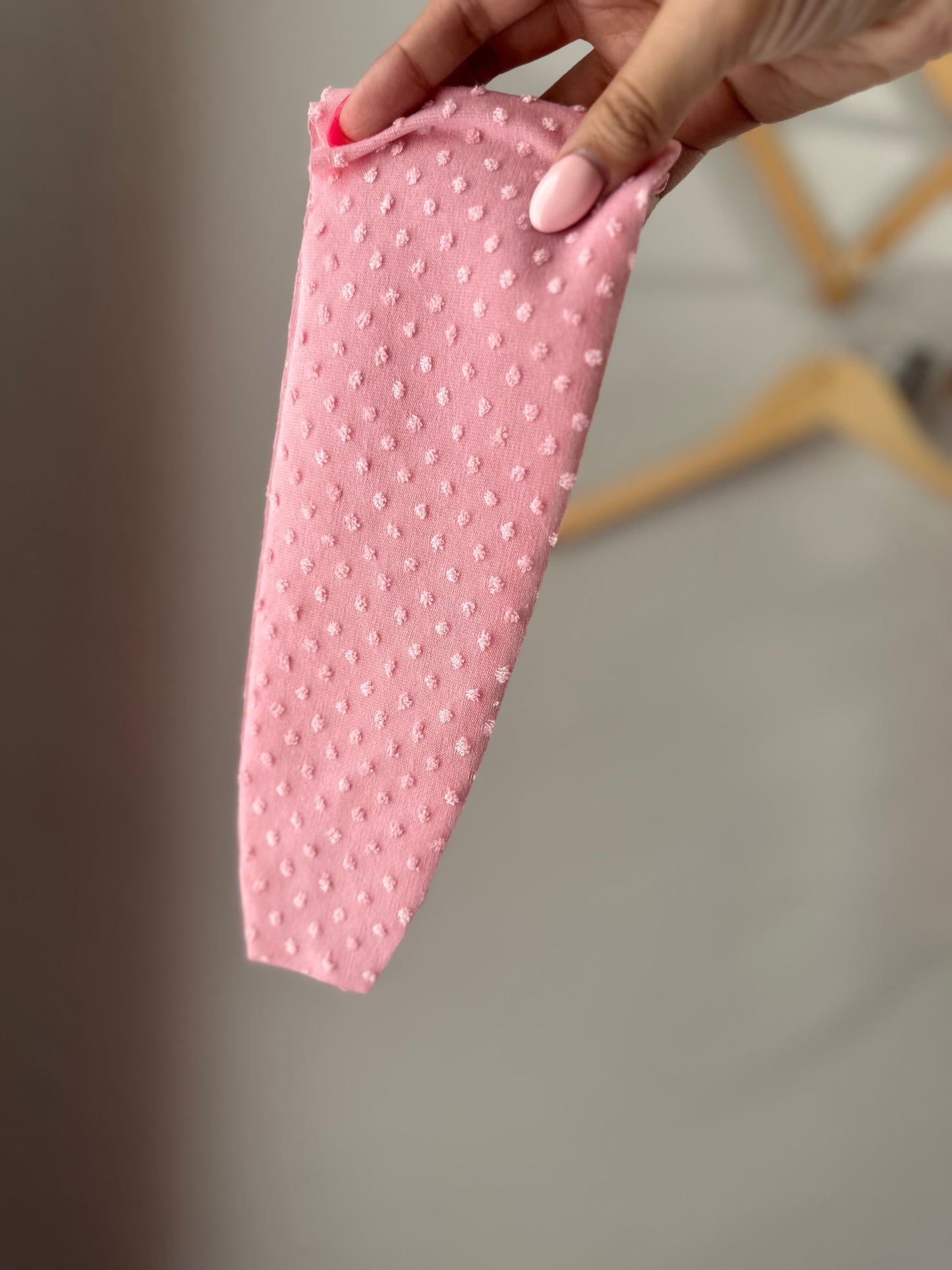 Baby Pink Swiss Dot Knotted Headband