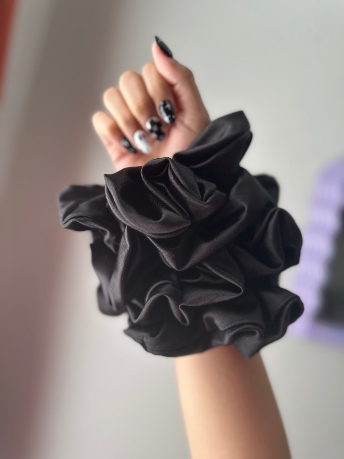 Rts Black Satin XL Scrunchie