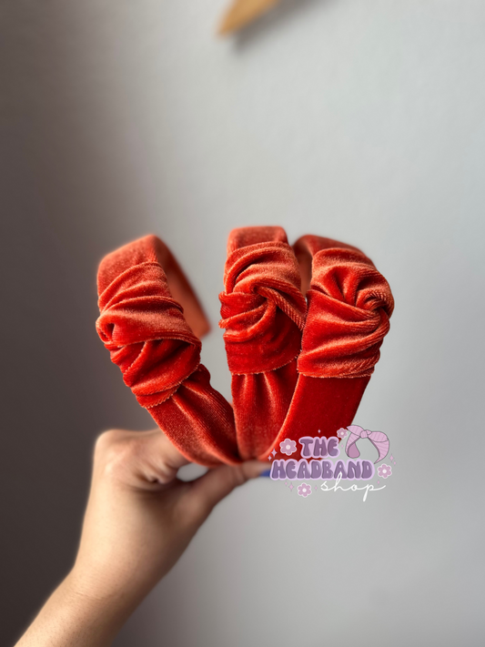 Rust Velvet Knotted Headband