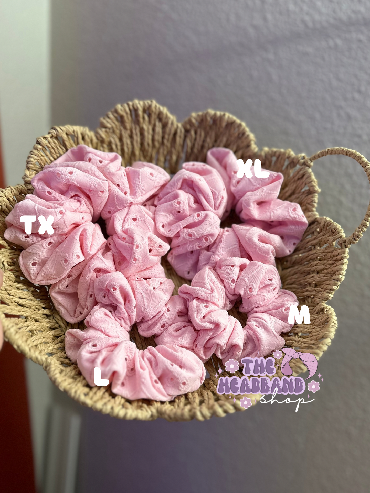 Light Pink Eyelet Scrunchie