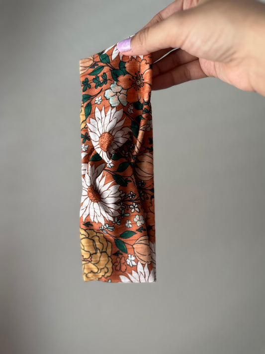 Boho Floral Twisted Headband